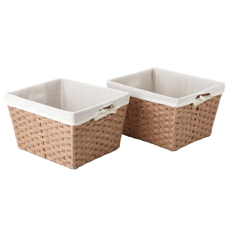 Faux Wicker Bins, Set of 2