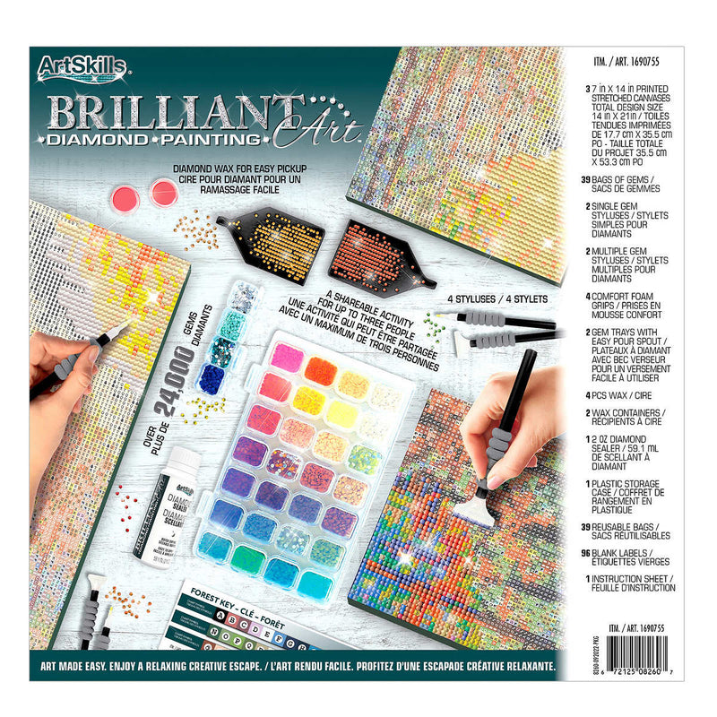 ArtSkills Brilliant Art Diamond Painting Kits, 3-Panel Sets