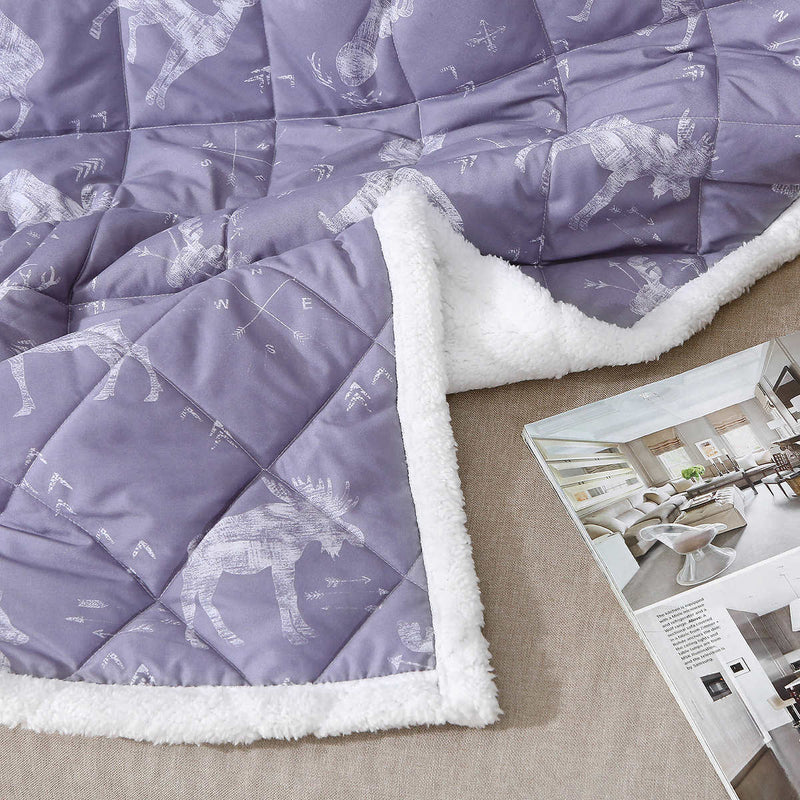 S&Co Home - Oversized Quilted Throw with Sherpa Reverse 50" x 70"