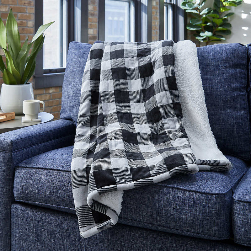 Sunbeam Northern Luxe Sherpa Heated Throw 50” x 60” (Black)