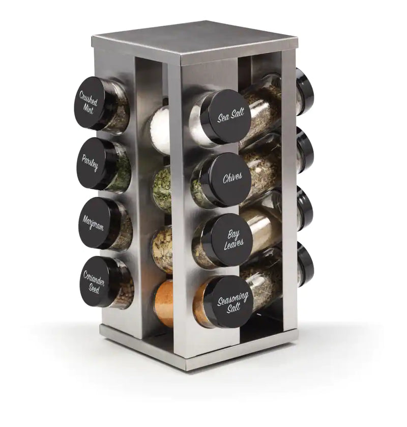 Kamenstein Tower Spice Rack, Pre-Filled, 16-Jar