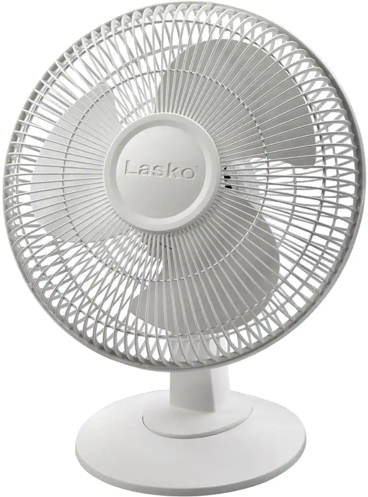 Lasko Tilt-Head Portable Oscillating Table/Desk Fan, 3-Speed, White, 12-in