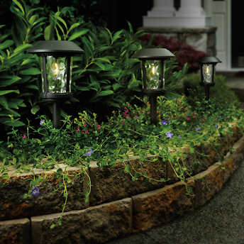 Solar LED Vintage-style Pathway Lights, 5-pack