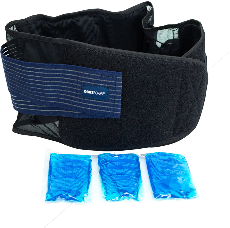 ObusForme Adjustable Back Support Belt/Brace, with Hot/Cold Gel Packs