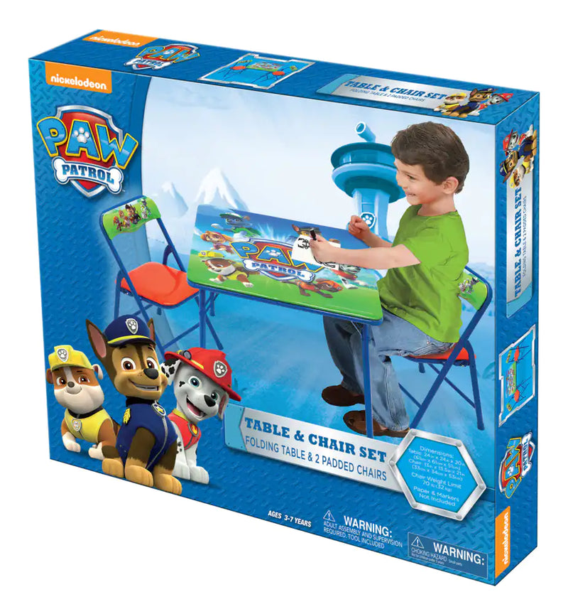 Paw Patrol Washable Folding Activity Table & Chairs Set (3-Pieces), Ages 3-7