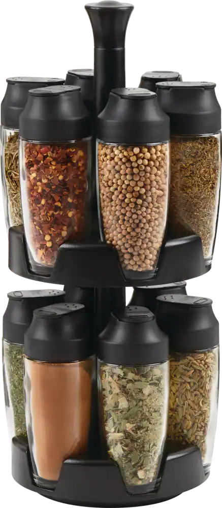 Trudeau Tower Carousel Spice Rack, Pre-Filled, 12-Jar