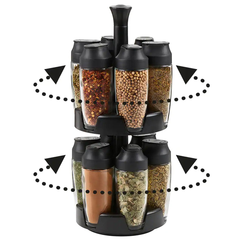 Trudeau Tower Carousel Spice Rack, Pre-Filled, 12-Jar