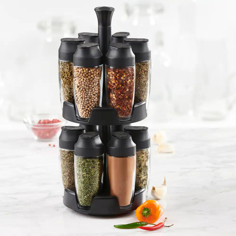 Trudeau Tower Carousel Spice Rack, Pre-Filled, 12-Jar